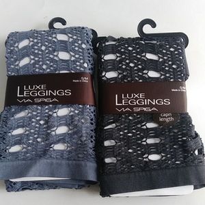 🔥 Via Spiga Luxe Leggings Fish Net Capri Length